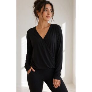 Lululemon - Full Freedom Long Sleeve Wrap Top Black Size 4